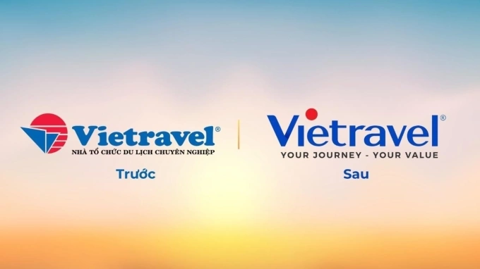 Biểu tượng mặt trời được tinh giản trong nhận diện mới, thể hiện định hướng phát triển dài hạn của Vietravel. Ảnh: Vietravel